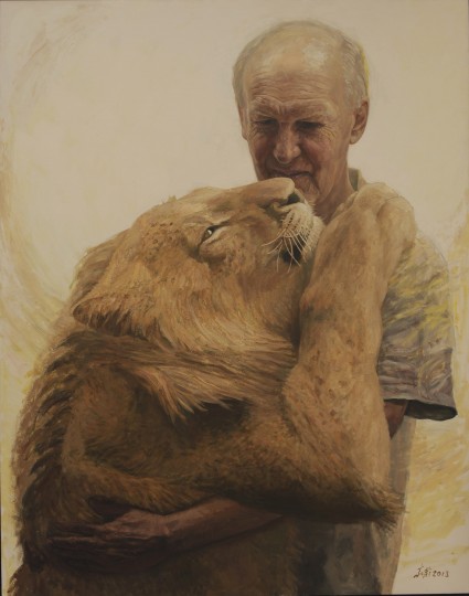 Eternal Hug 2013 by Jiawei Shen oil on canvas 213 x 167 cms